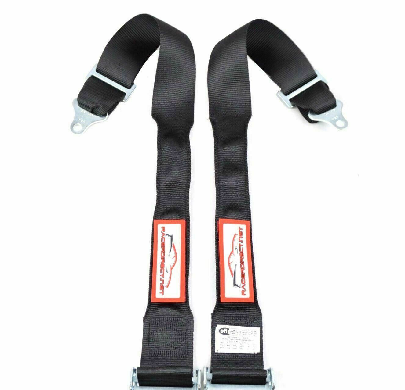 DRAG RACING UNIVERSAL HANS 3" RACE HARNESS SFI 16.1 ROLL BAR MOUNT 5 POINT BLACK