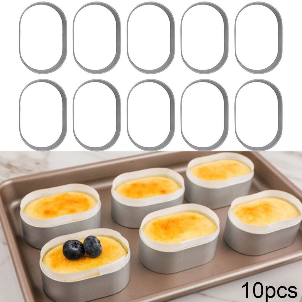 Multi Functional 10PCS Aluminium Oval Egg Shape Cheese Cake Rings Baking Molds