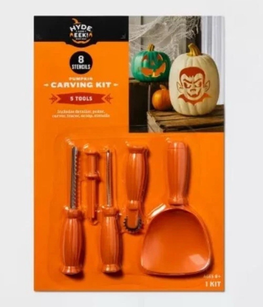 Hyde & Eek! Pumpkin Carving Kit, 8 Stencils, 5 Tools