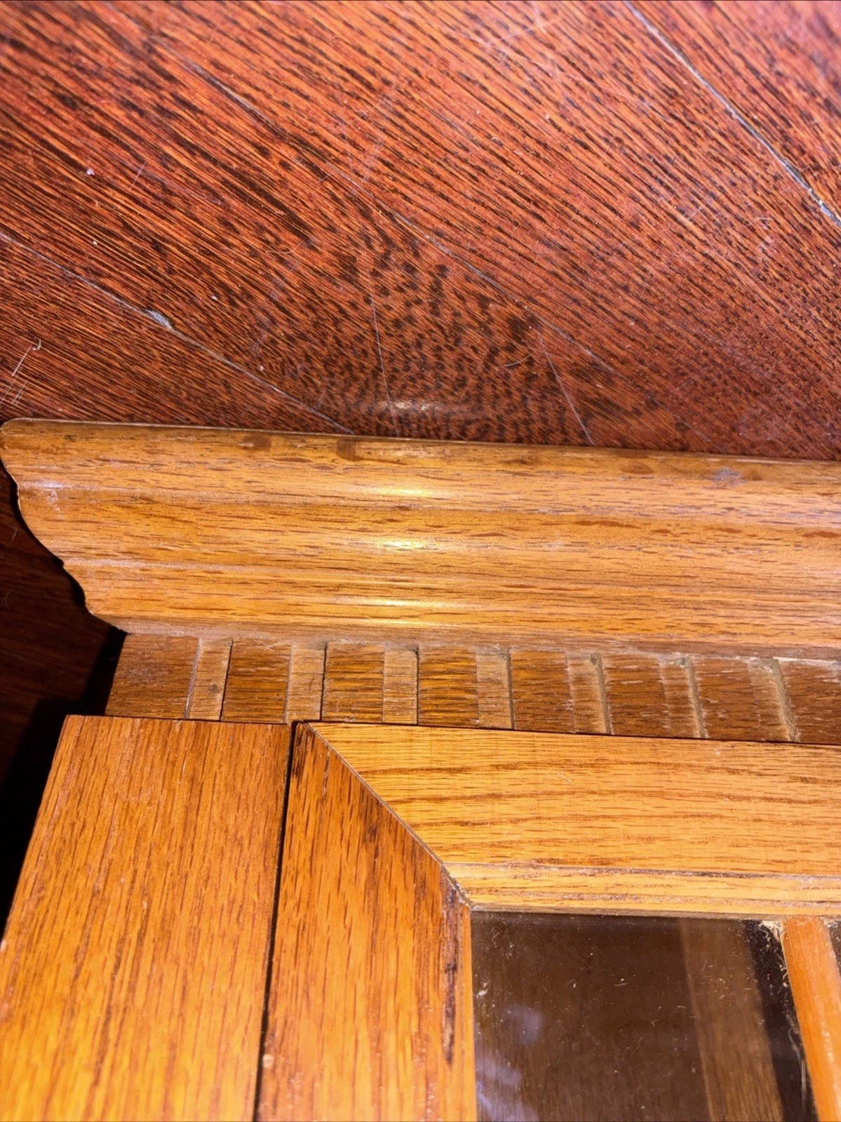 Vintage Oak Curio Corner Cabinet Shelf Display Farmhouse