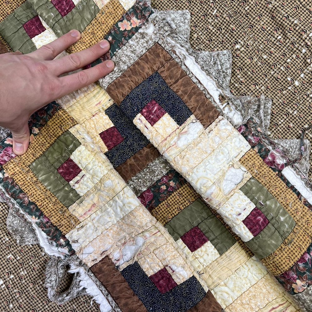 Handcrafted Log Cabin Quilted Blanket - Rustic Charm Patchwork