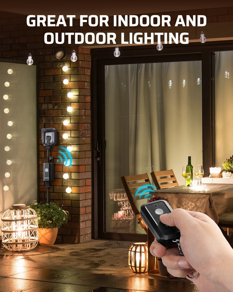 DEWENWILS Outdoor Remote Control Outlet,100FT Control Range,15A Wireless Remote