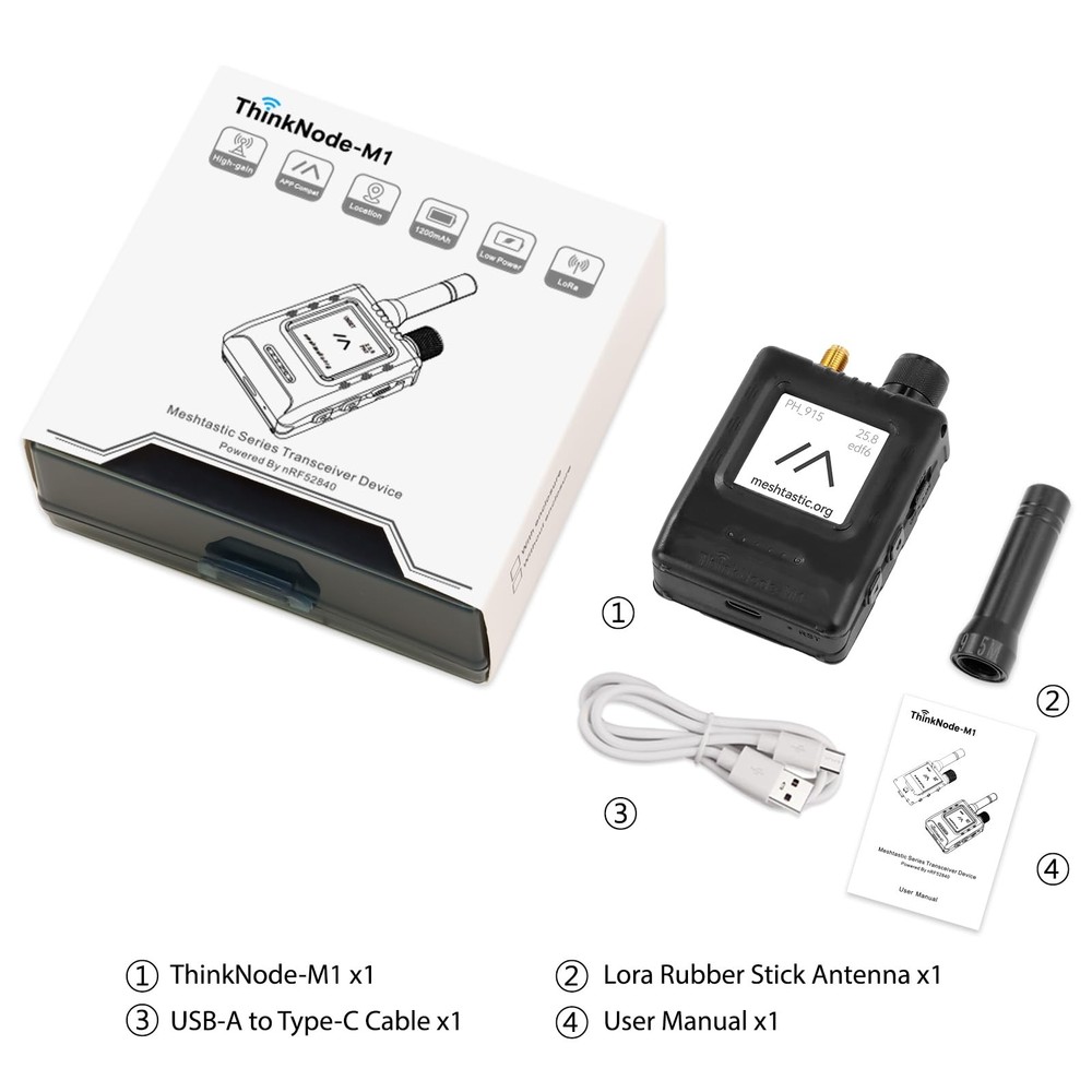 ELECROW Meshtastic LoRa Transceiver with ThinkNode M1 nRF52840, Black