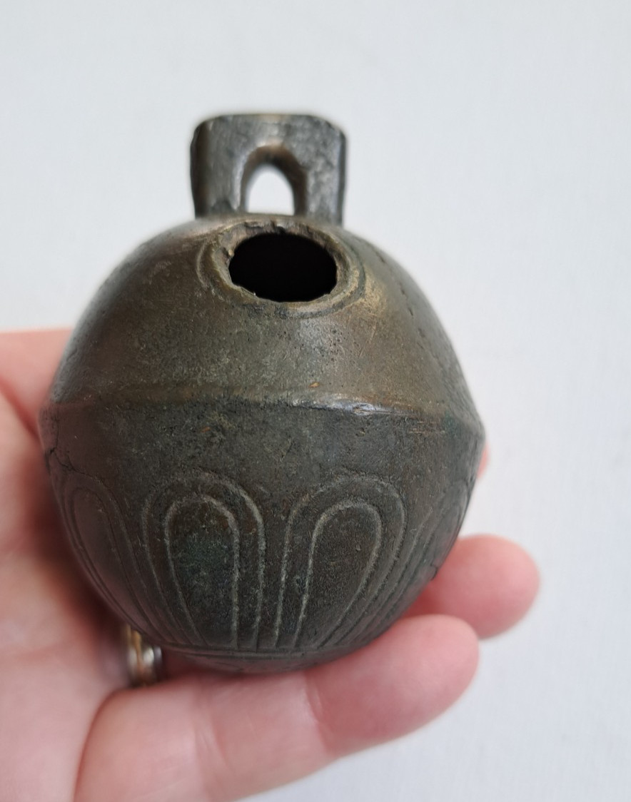 Antique Brass Metal Sleigh Bell HS & Co Henry Stanley Company Crotal Petal #4