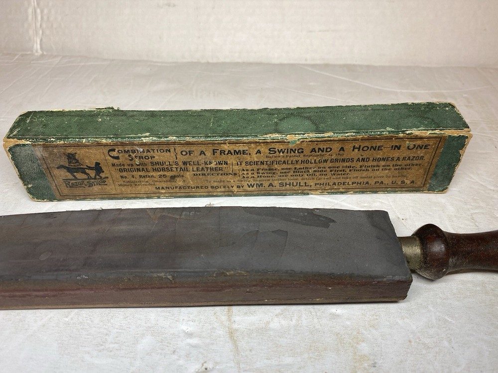 Antique Shull Combination Razor Strop With Box
