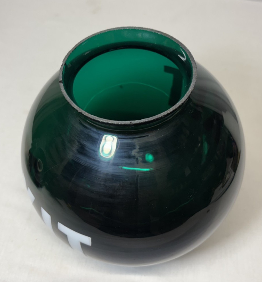 Exit Glass Light Shade Globe Vtg Wall Sconce Green Art Glass USA #L47