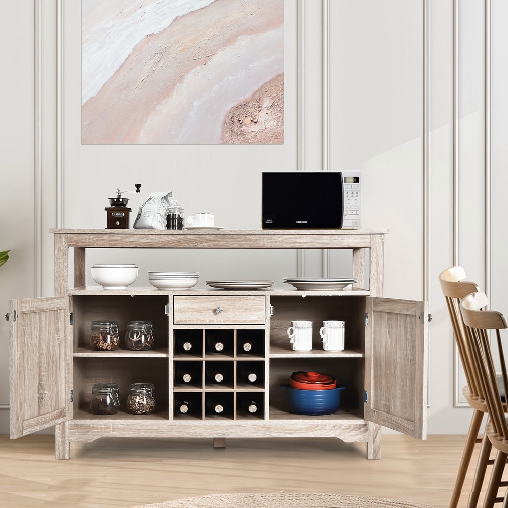 Buffet Server Sideboard Wine Cabinet Console Table Dining Room w/Storage Grey