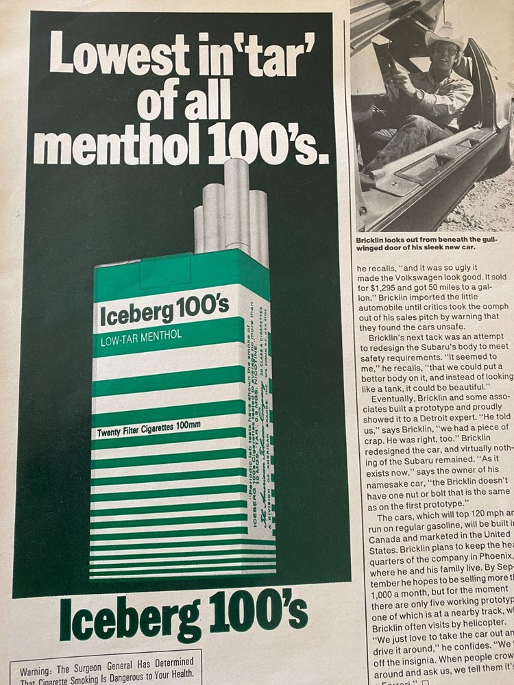 Iceberg Cigarettes, Vintage Print Ad