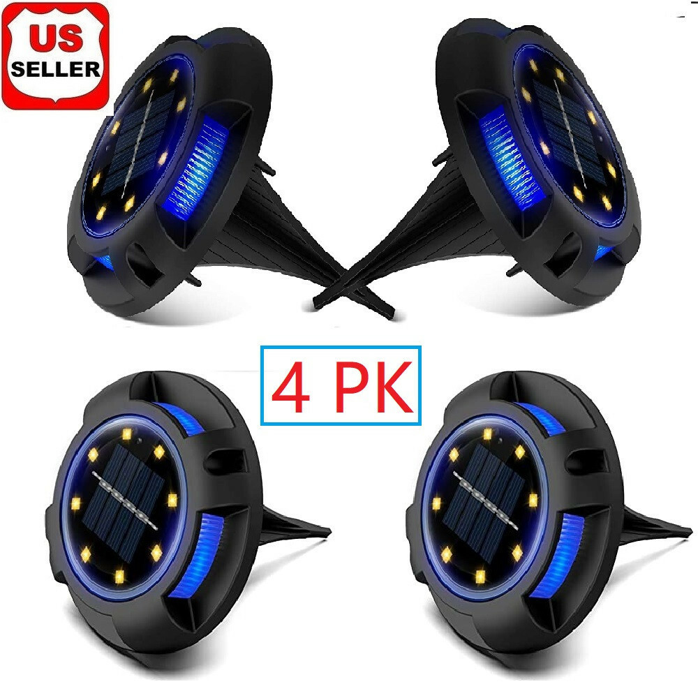 4 Pack Solar Ground Light 12LED White Solar Outdoor Lights Disk Light Waterproof