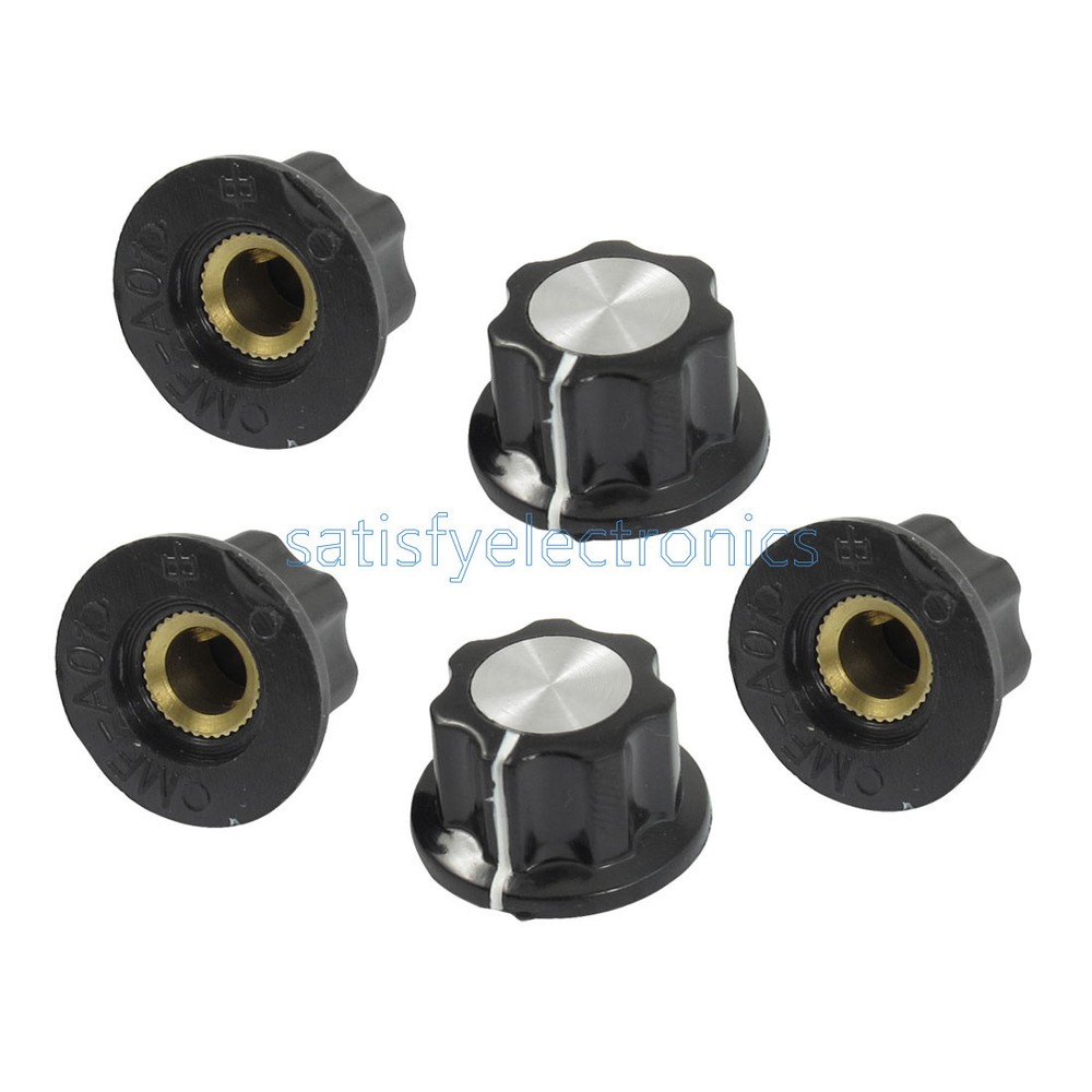 5pcs Adjustable Turn 16mm Top 6mm Shaft Insert Dia Potentiometer Rotary Knobs