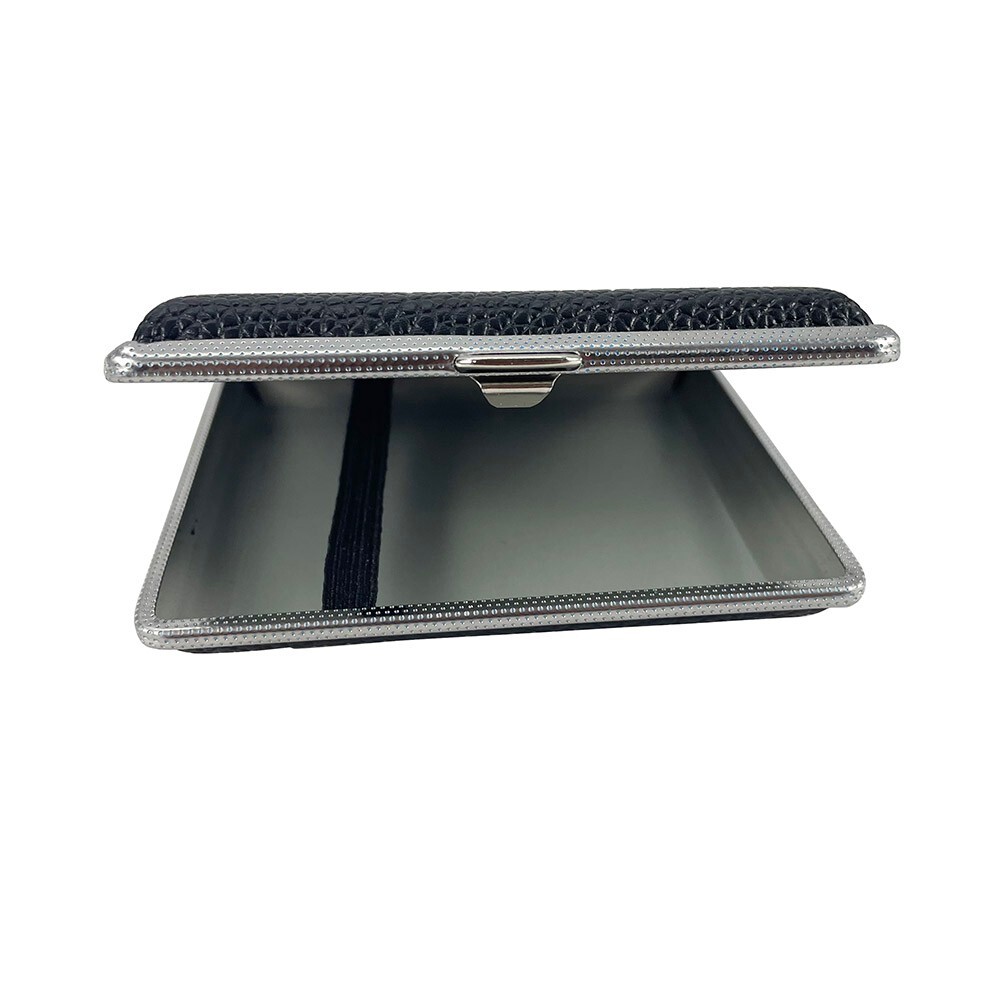 Leather Cigarette Case Tobacco Holder Box Double-Sided for 20's Cigarettes Black