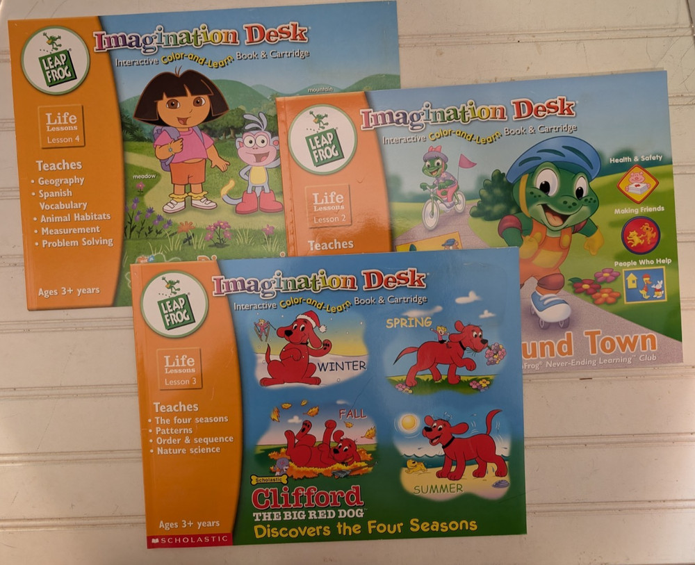 3 Leap Frog Imagination Desk Coloring/Activity Replacement Books ONLY