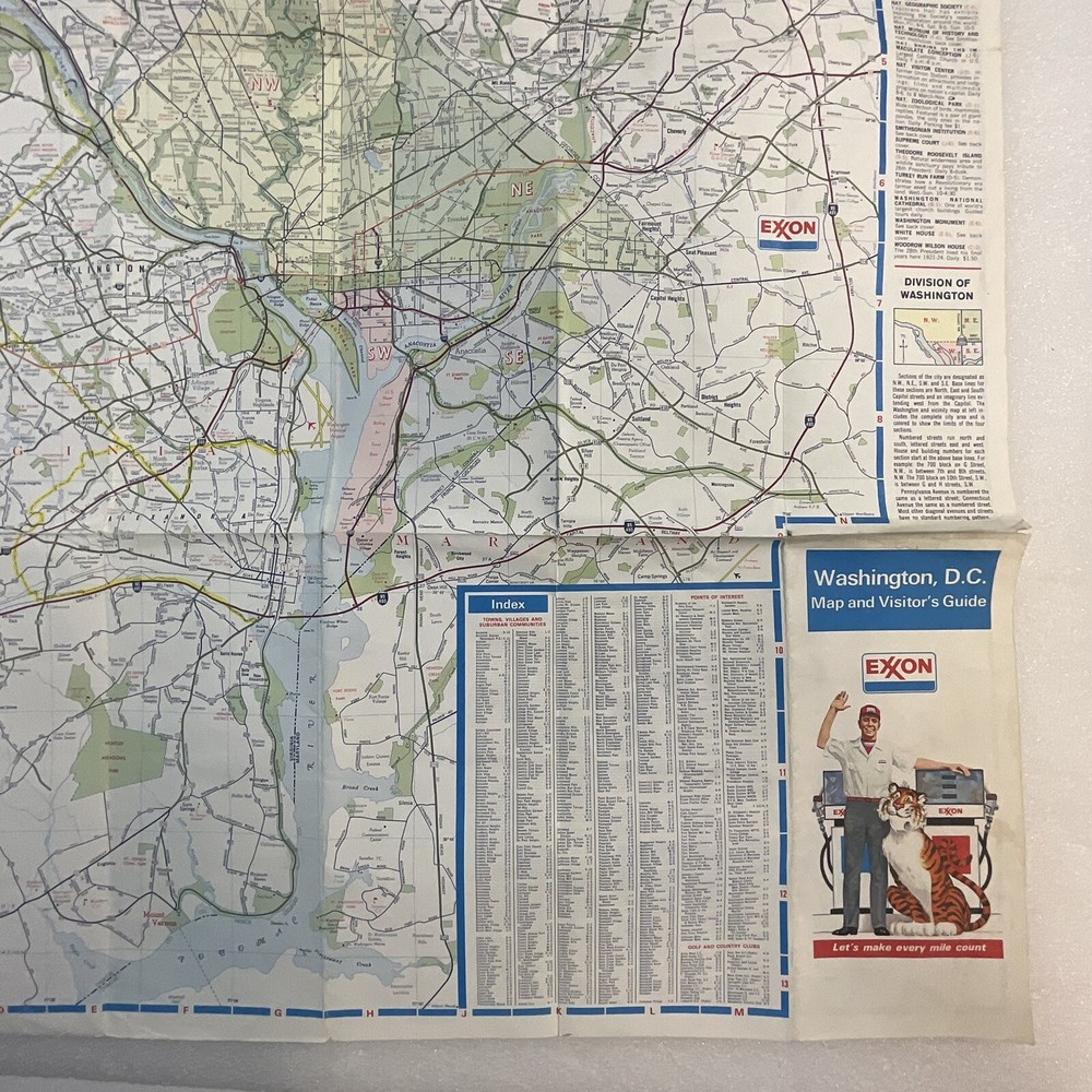 1978 Washington DC Exxon Tiger Folding Pape4 Map & Visitor Guide OldPaperMaps