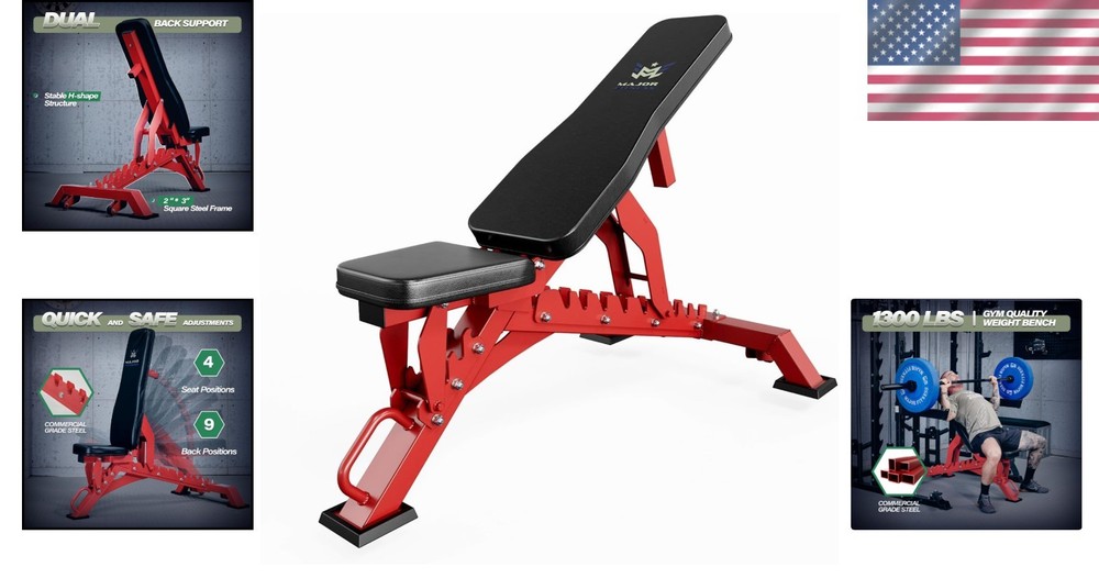 Versatile Adjustable Workout Bench, 32 Positions for Strength Training & Comfort