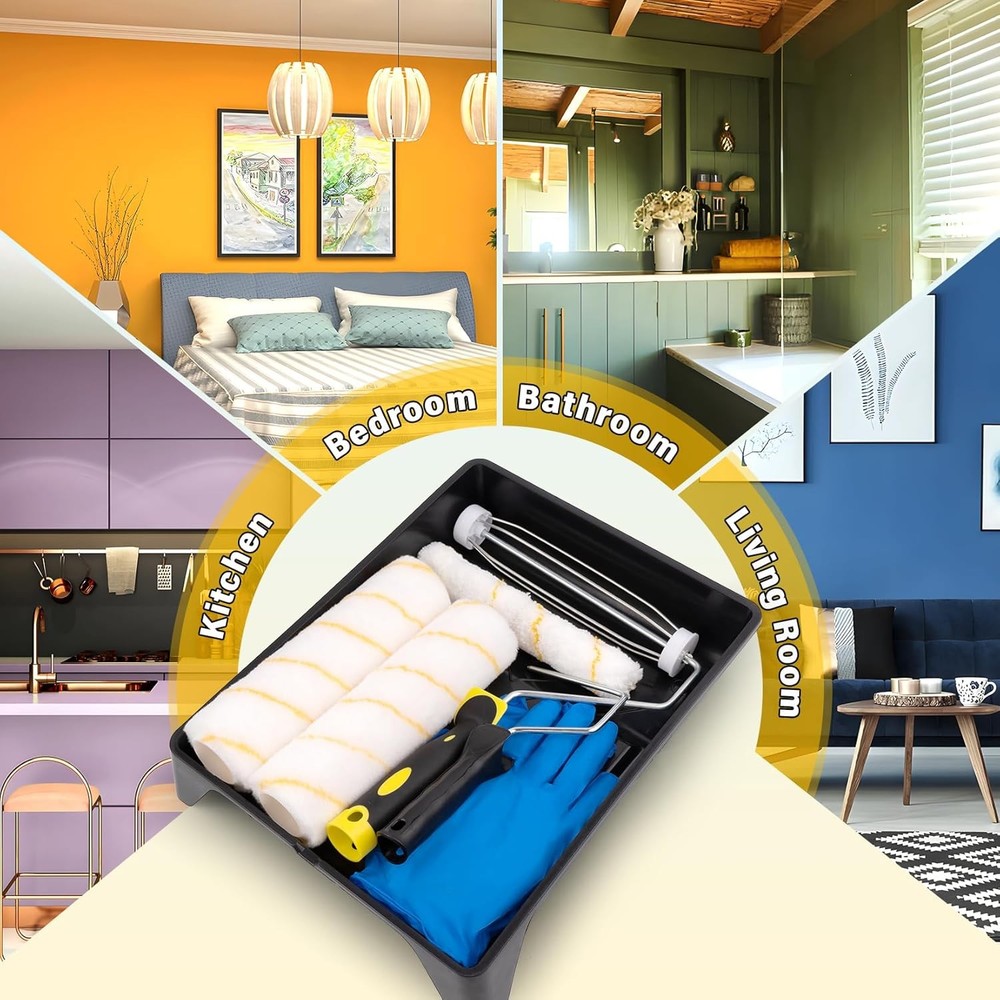 DIYSELF Paint Roller Kit,Paint Kit for House Painting Includes Paint Roller Brus