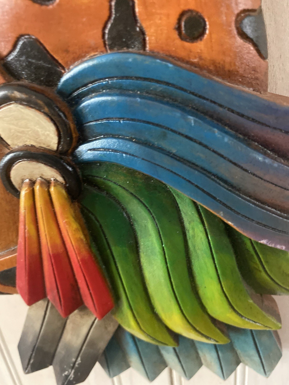 Jaguar Warrior, Aztec and Maya Culture, Mexican Art, 3D carving, handmade 9”x7”