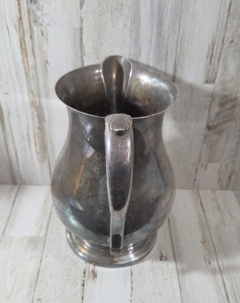 Vintage Crescent Silver Plated Pitcher Natural Tarnished