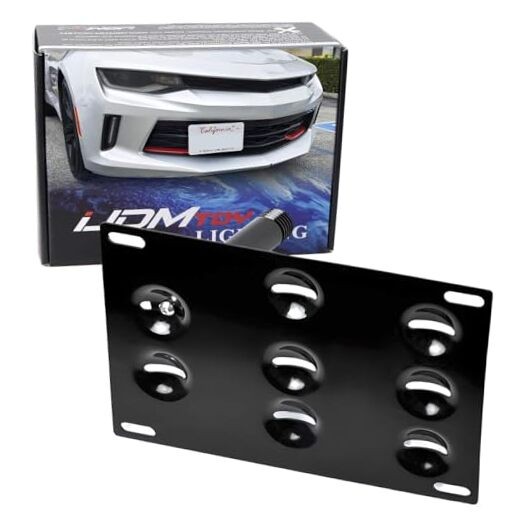No Drill Front Bumper Tow Hook License Plate Mounting Bracket Adapter Kit