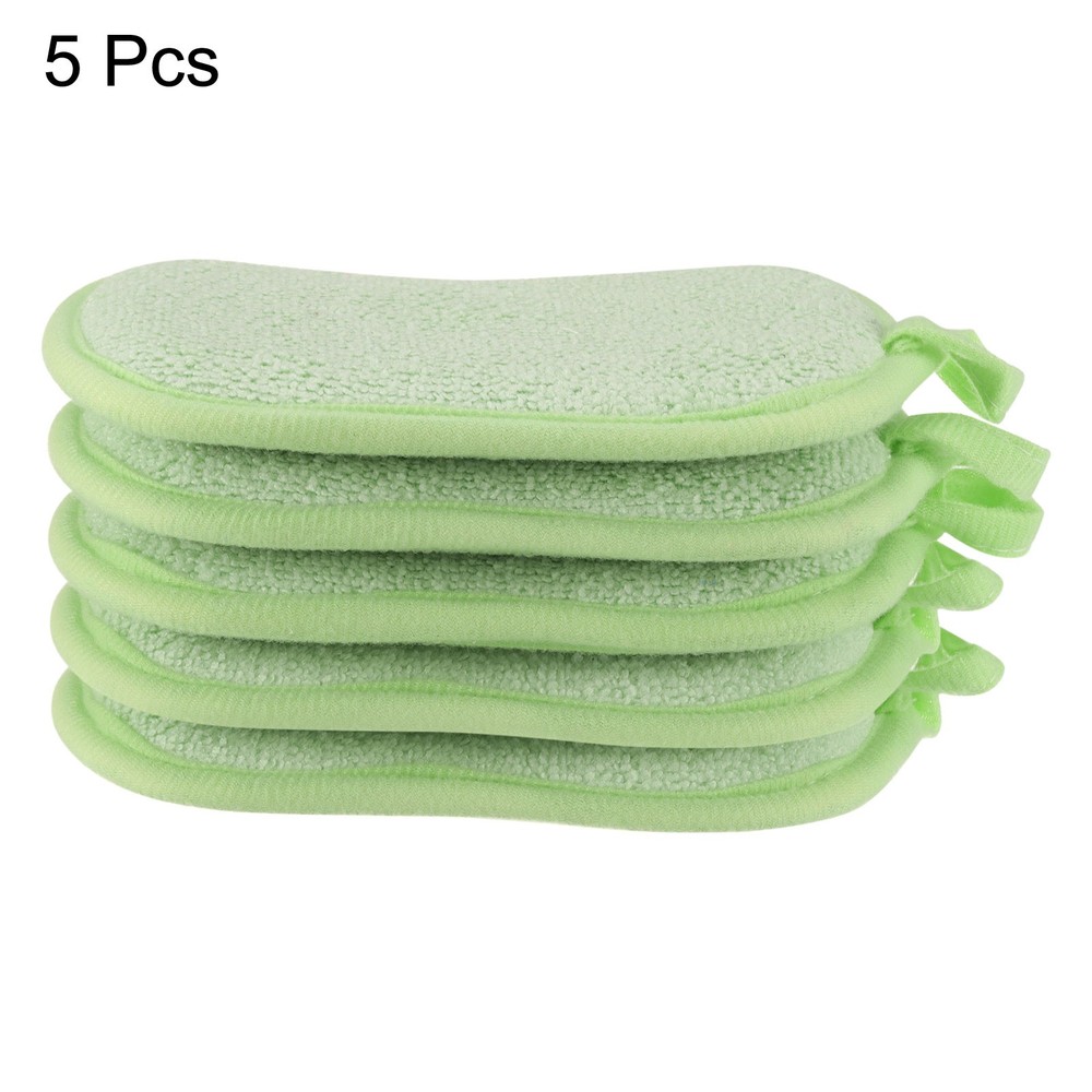 5 Pcs Multipurpose Microfiber Kitchen Dish Sponge Scrubber Pads Green