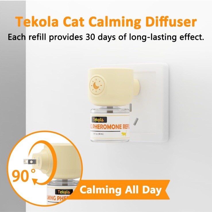 Cat Calming Diffuser Anxiety Relief Cat Pheromones Calming Diffuser 2-in-1 30 Da