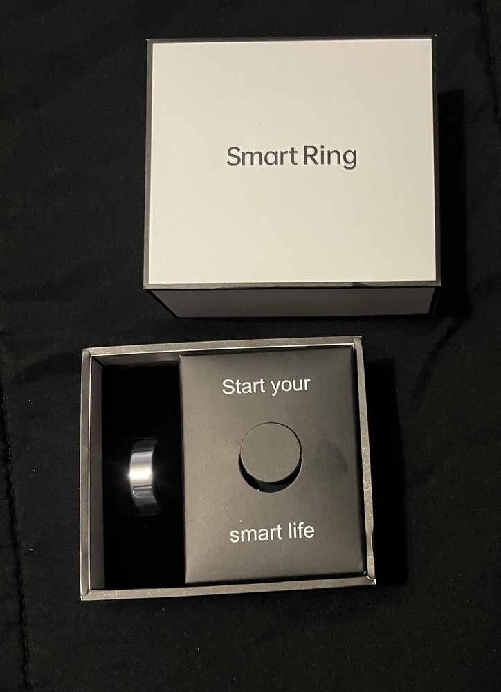 Smart Ring Activity Tracker Silver Size 9 with Charging Cable