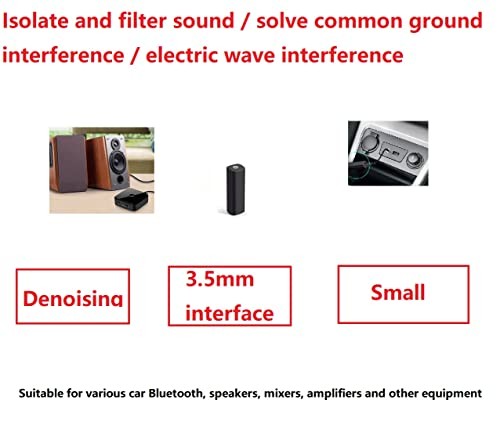 Ground Loop Audio Noise Isolator, Noise Filter, use 3.5mm Jack Audio Cable at