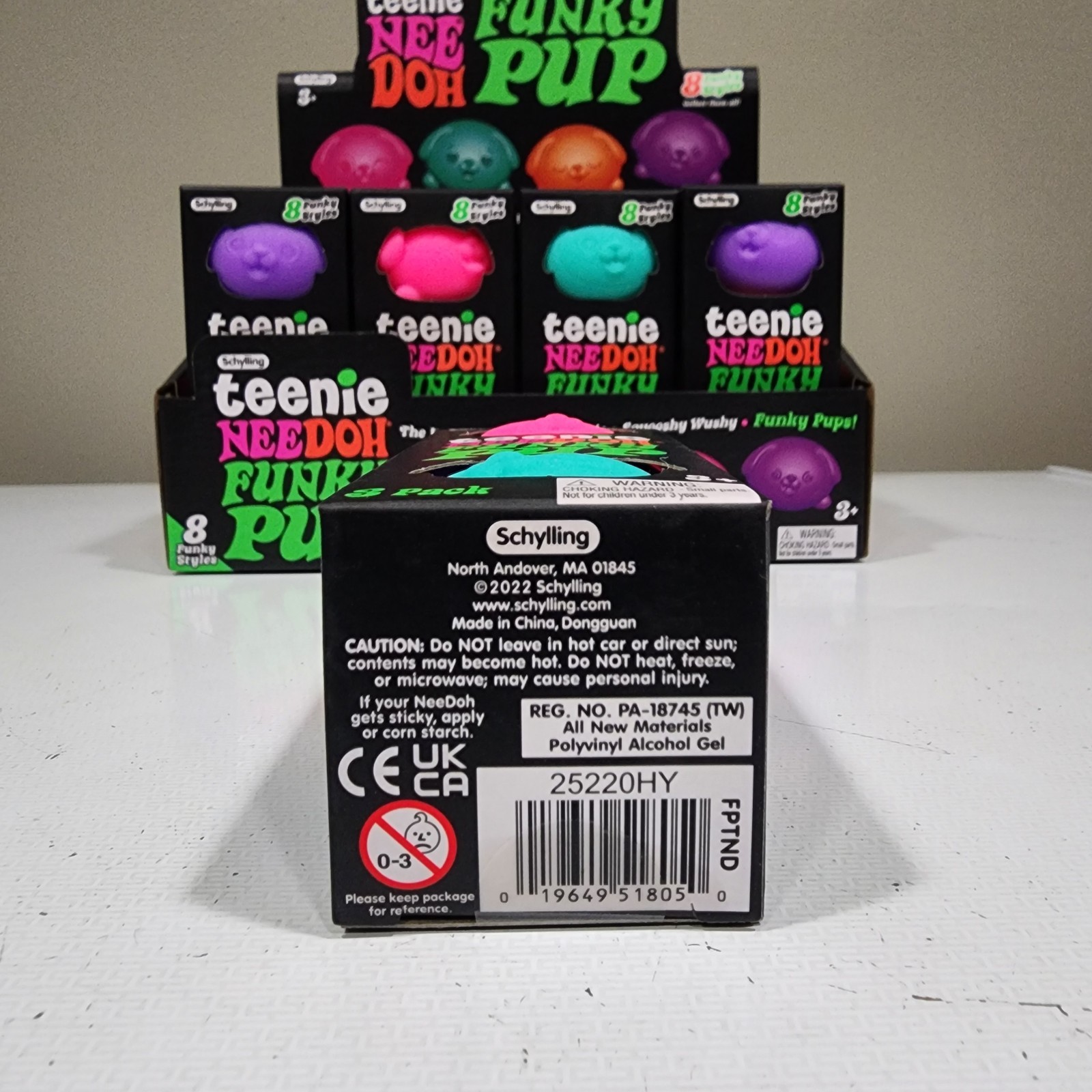 Nee Doh Teenie Funky Pup 1x Set Of 3 NeeDoh Squeeze Toy Neon Stress Ball NEEDOH