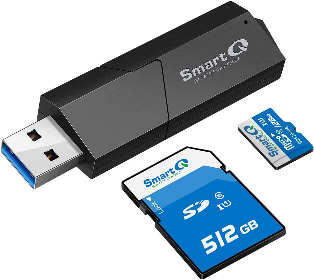 USB 3.0 Dual Slot SD Card Reader – Fast SD & Micro SD Memory Card Reader for Cam