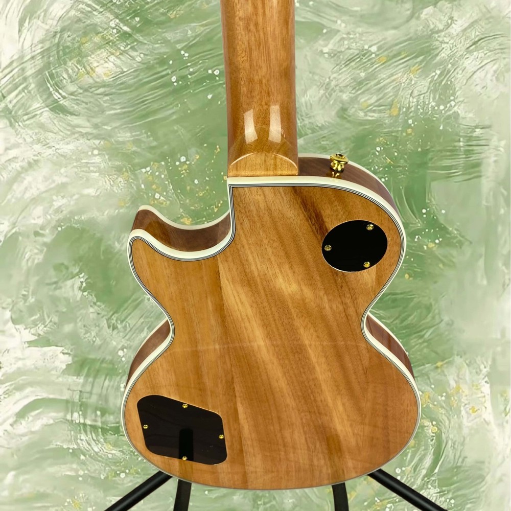 Electric Guitar Natural Wood Finish Rectangular Inlay Fixed Bridge 6-String