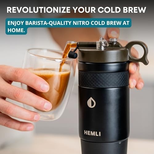 12 oz Nitro Cold Brew Coffee Maker - Ceramic-Lined, Tritan Cup, Pressure Gauge,
