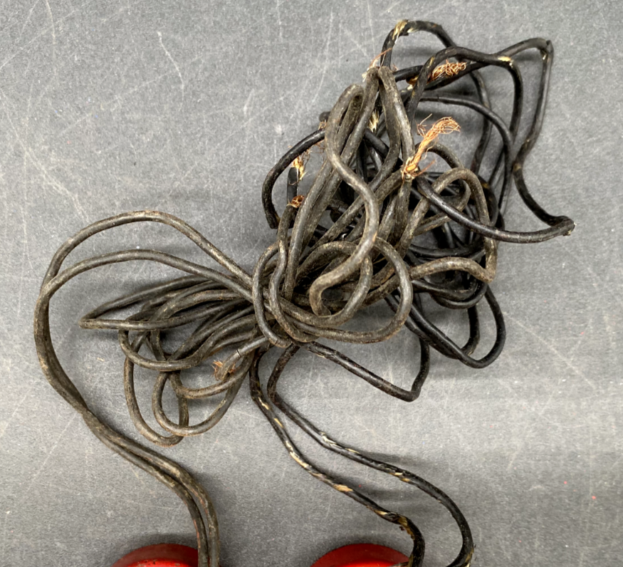 (2) GILBERT ERECTOR PART MJ RED PAINTED ELECTROMAGNET W/ WIRE LEADS