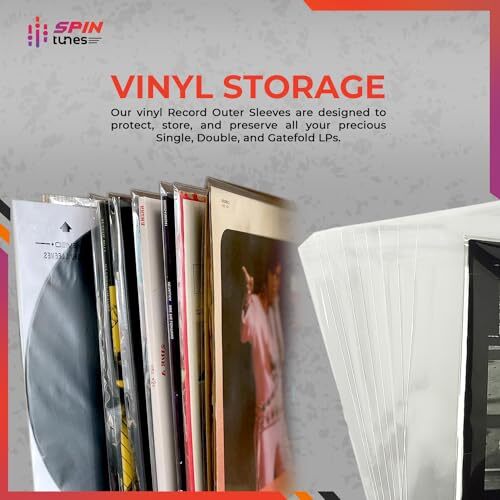 100 Pack Outer Sleeves - Turntable Vinyl Record sleeve, Transparent