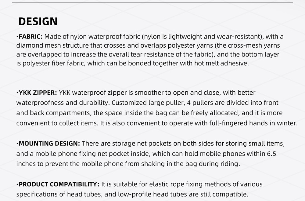 Rhinowalk BIke Large Top Tube Bag Water-Resistant Bikepack For MTB&Road Bike 1pc