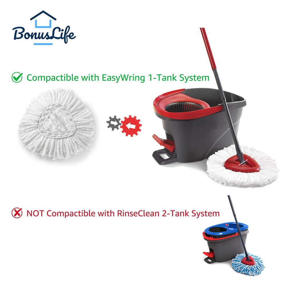 2 Pk Spin Mop Head Refill Ocedar EasyWring Microfiber Replacement Mop Heads