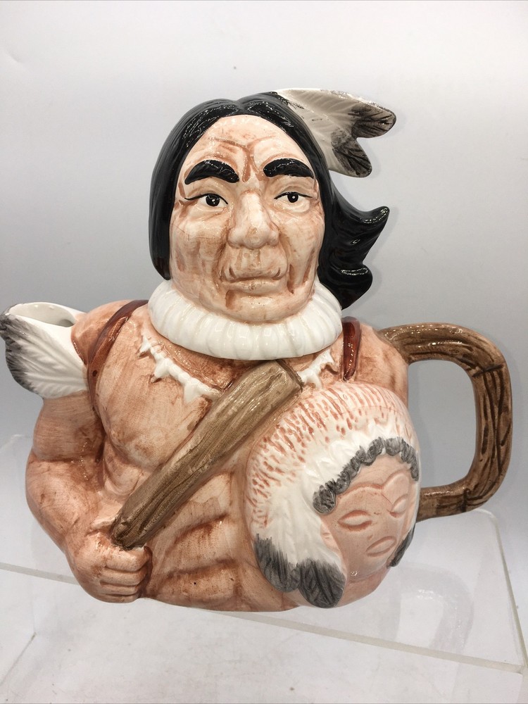 Vtg Cameron & Sons Figural Native Ceramic Teapot 7x6.5”