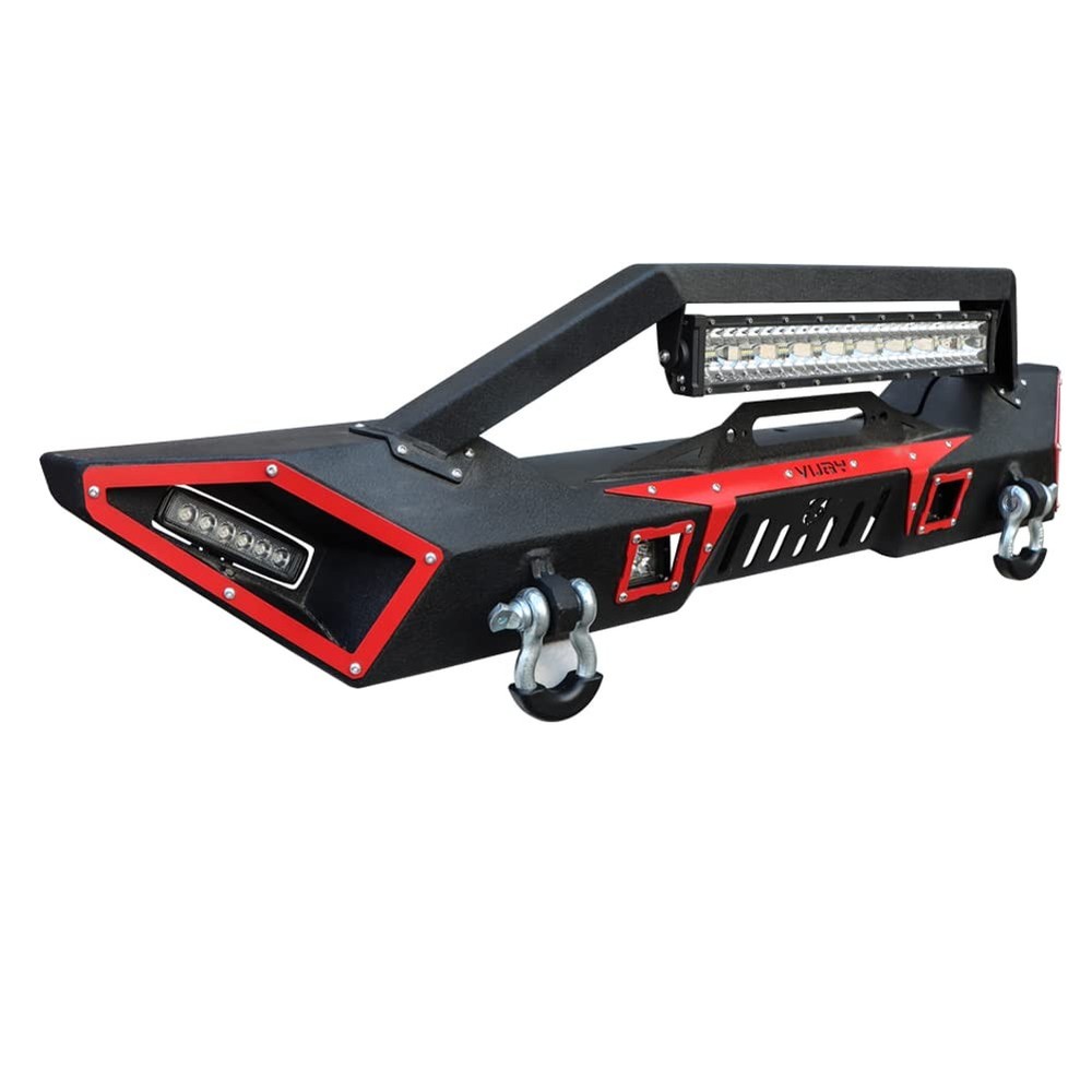 Front Bumper Black for Wrangler Gladiator Winch Plate D-Rings Lights
