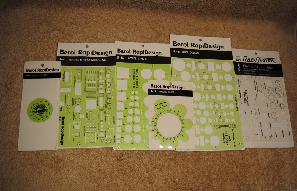 NOS Berol RapiDesign Templates Parallel Heating Bolt Radius Tool Electronic C