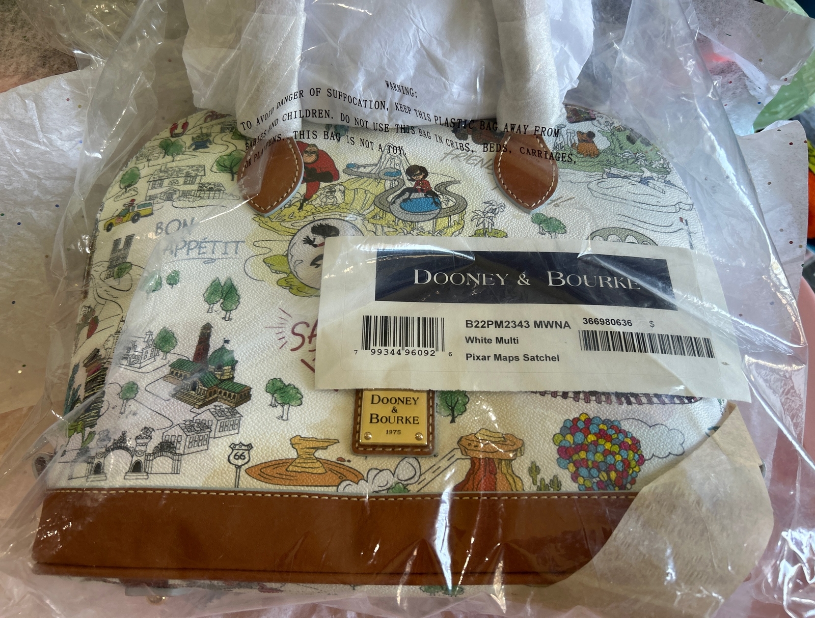 NEW DOONEY BOURKE DISNEYPARKS PIXAR MAP SATCHEL RATATOUILLE INSIDE OUT TOY STORY