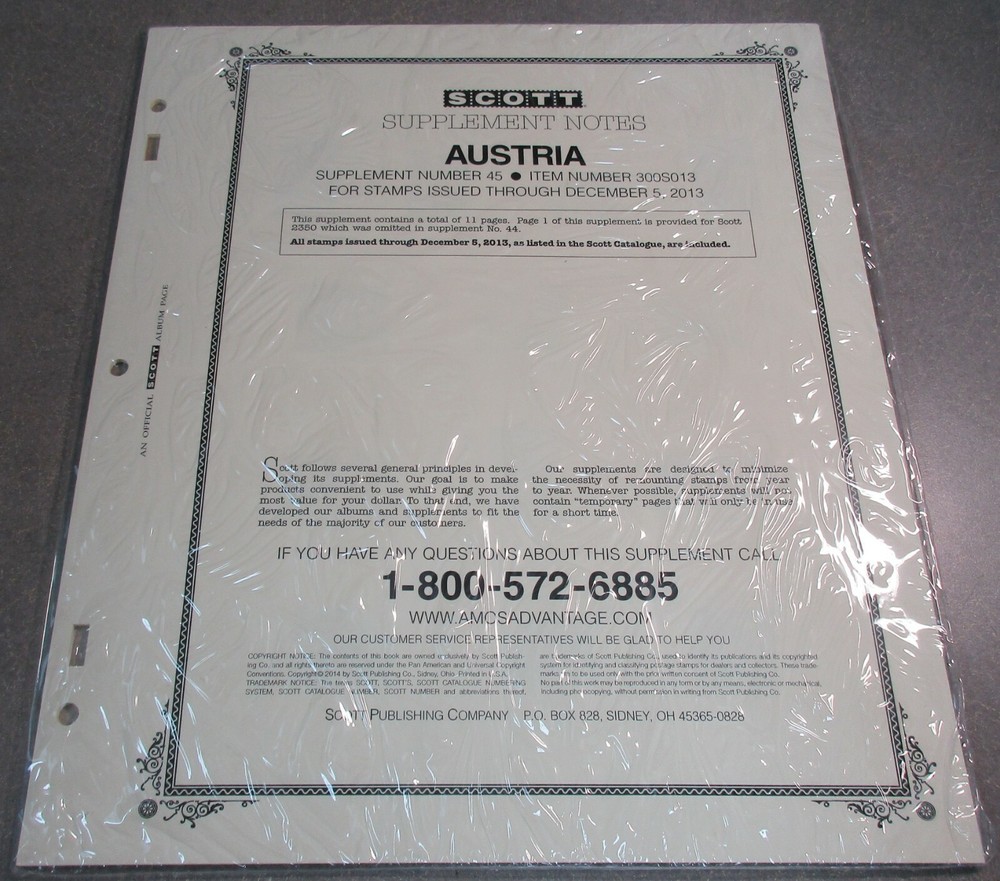 "SCOTT" AUSTRIA SUPPLEMENT #45 2013 W/FREE SHIPPING!!