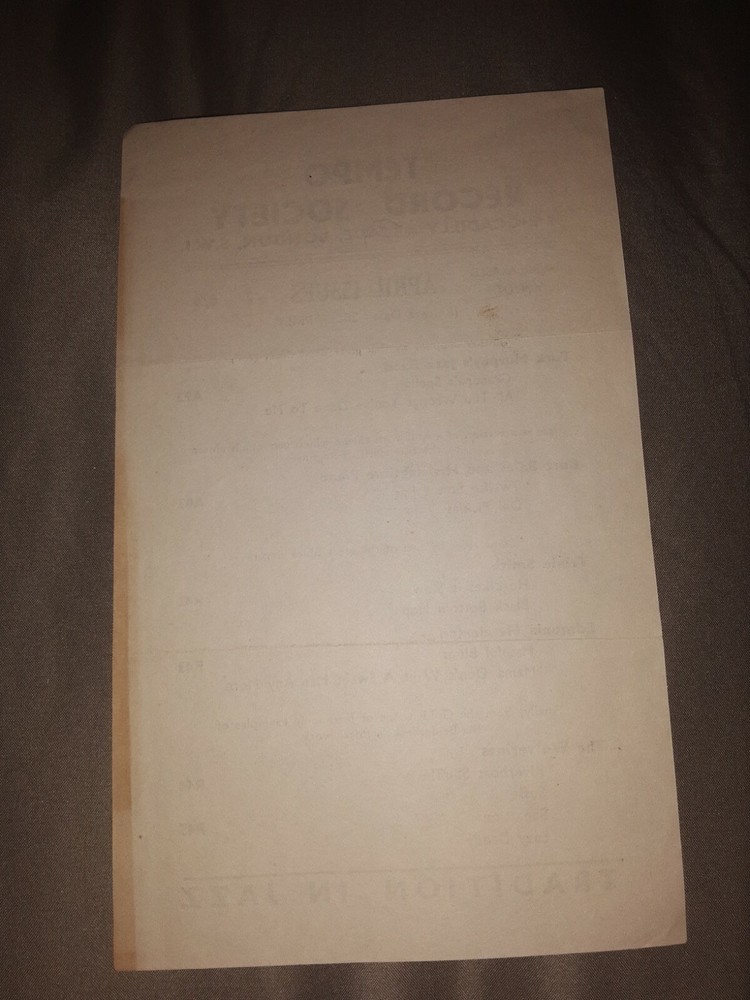 TEMPO Record Society flyer 1940's