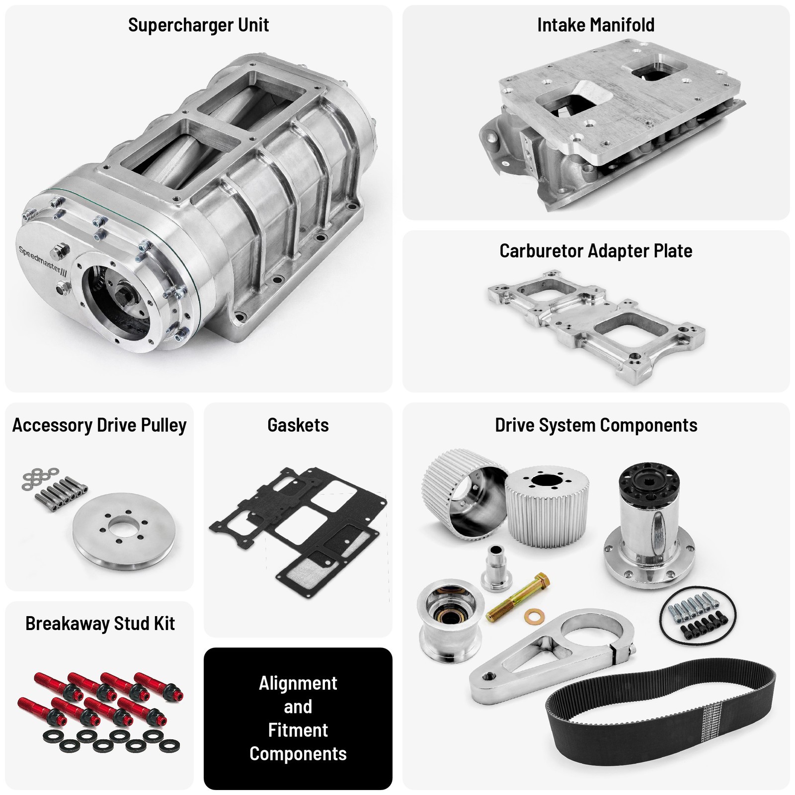 Speedmaster® Ford 302 351C Cleveland 3V 4V Complete 6-71 Roots Supercharger Kit