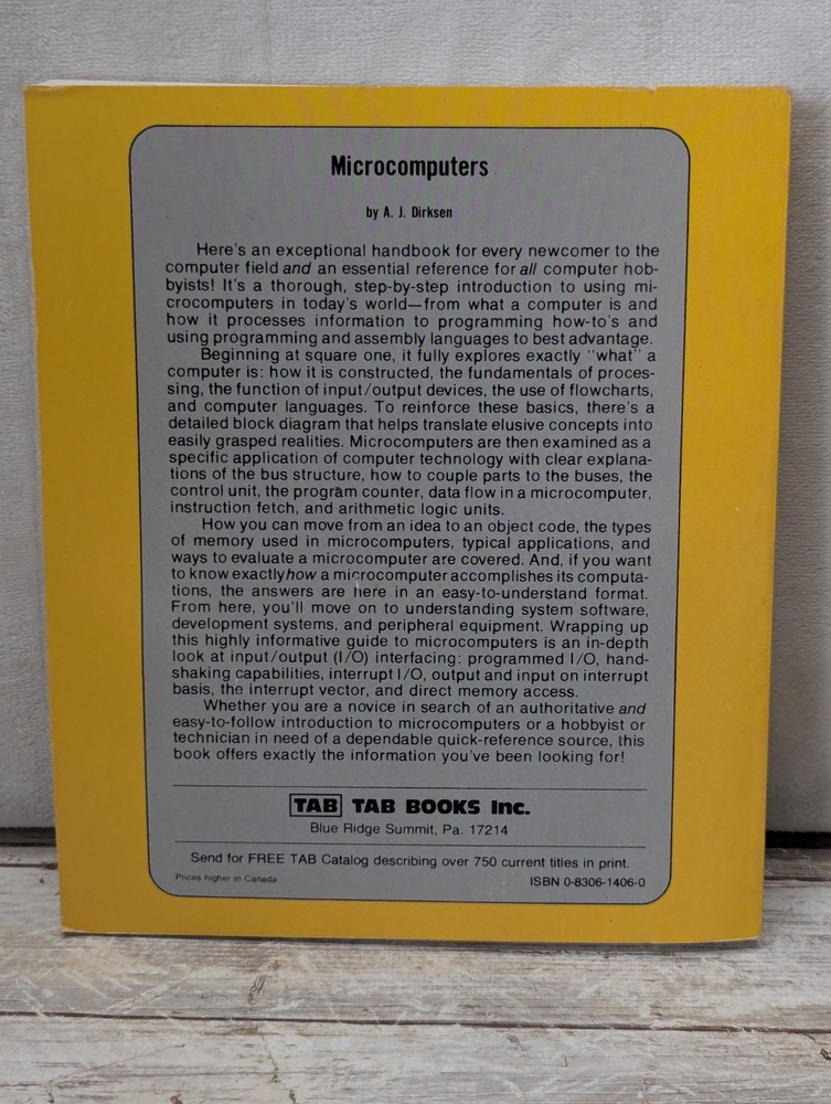 Microcomputers by AJ Dirksen Tab vintage computer book 1st printing Intel