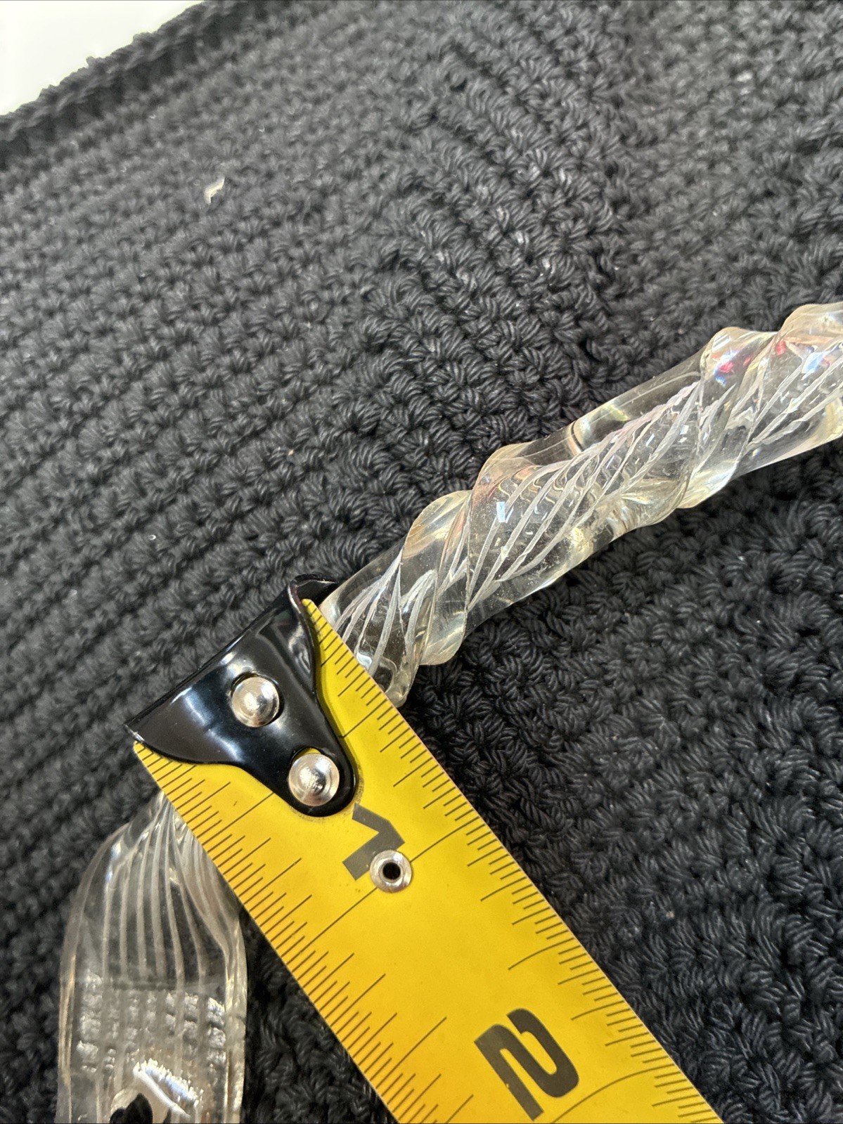 1930s Art Deco Crochet Handbag Clear Lucite Style Handle Provenance Depression