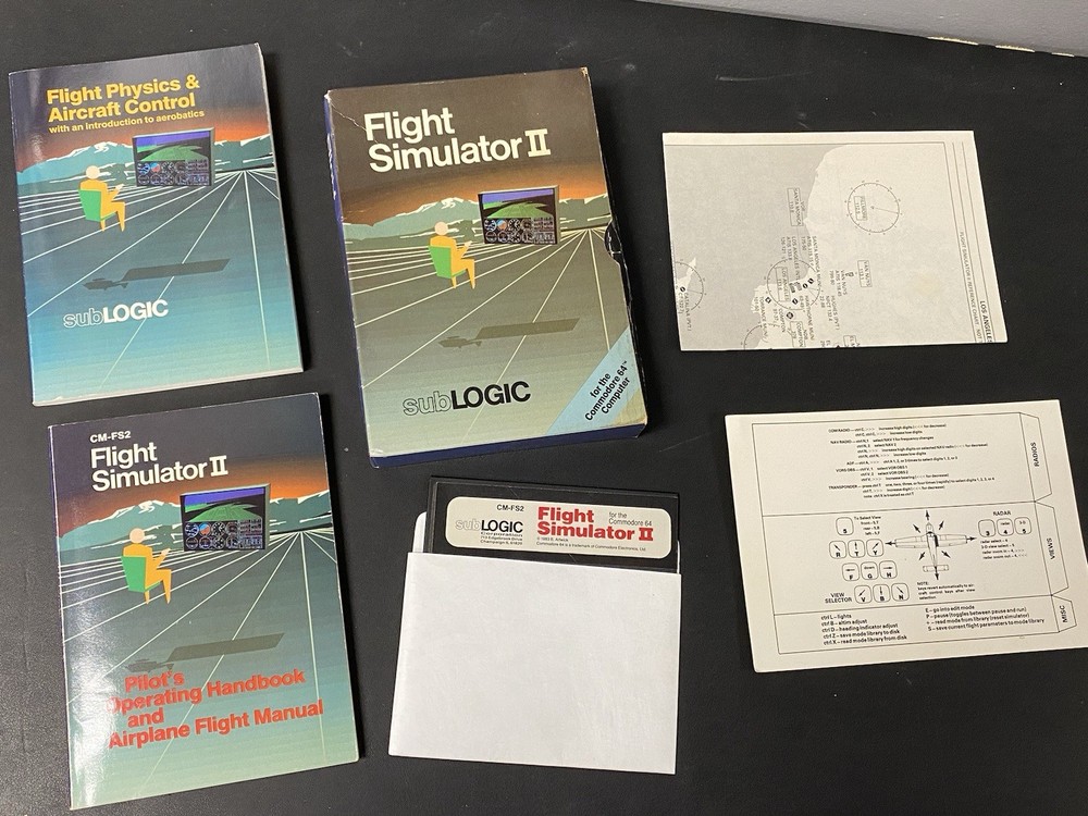 Flight Simulator II Computer Game Commodore 64 Complete 1983 SubLogic Vintage