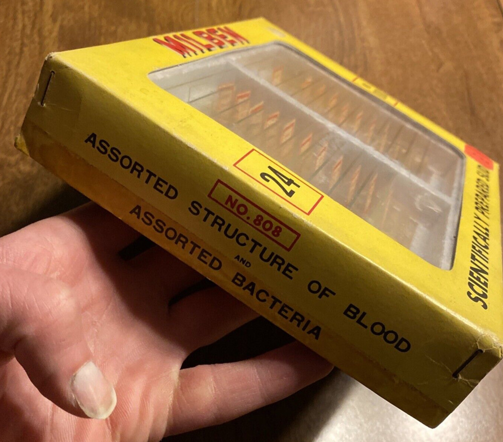 Milben Microscope 22/24 Prepared Slides Bacteria & Blood ***Missing 2 Slides***