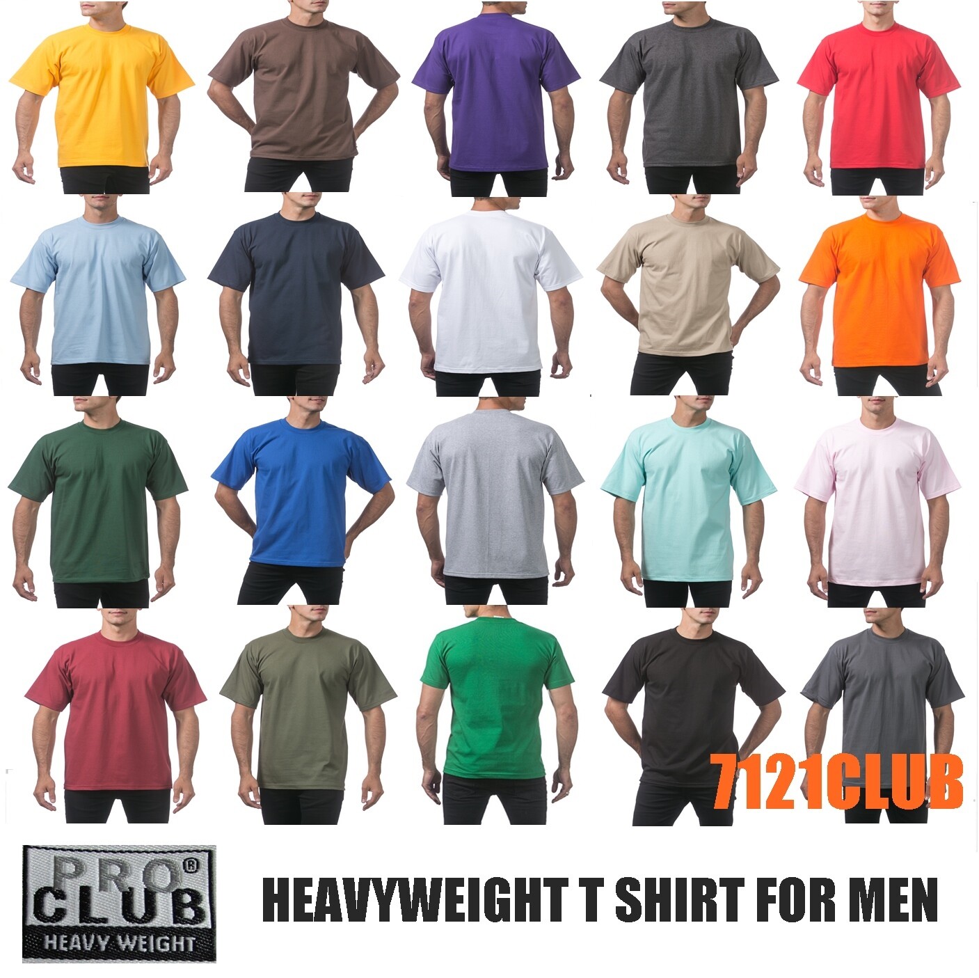 PRO CLUB HEAVYWEIGHT T SHIRTS PROCLUB MENS PLAIN SHORT SLEEVE BIG AND TALL M-7XL