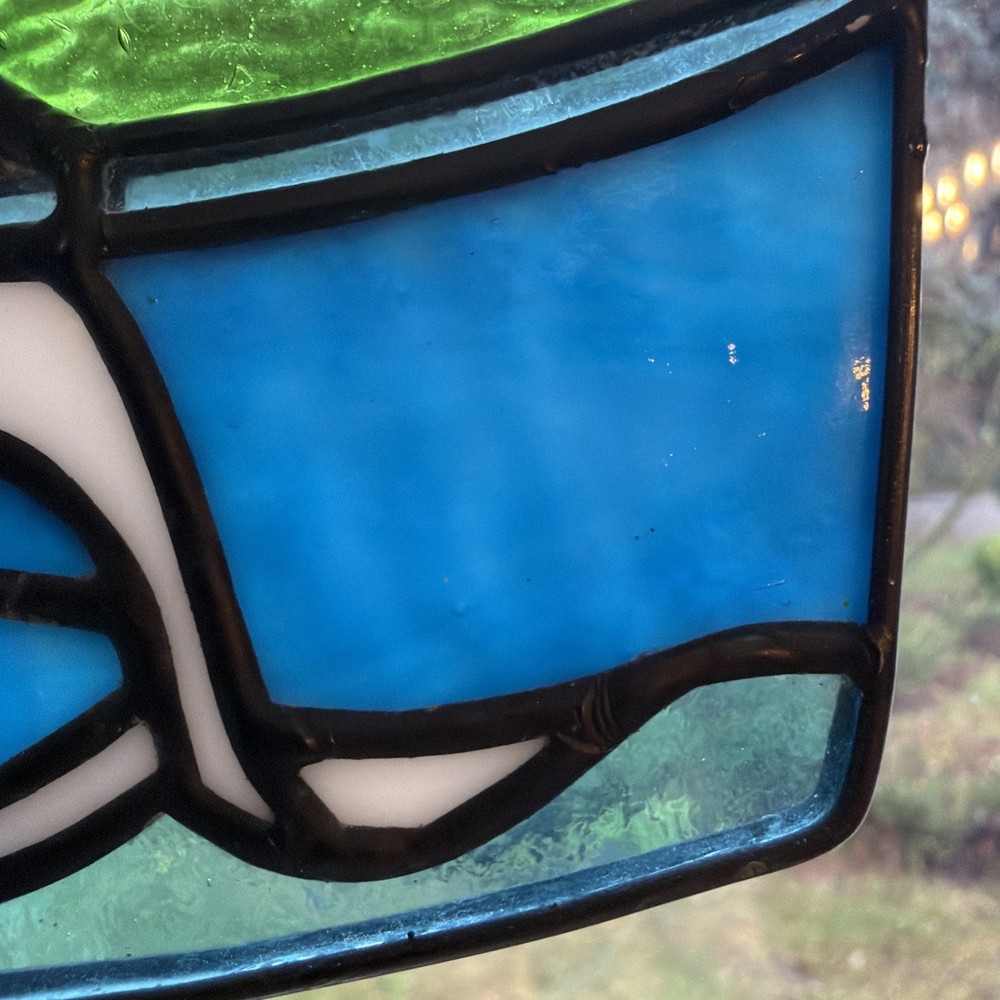 Stained Glass Window Hanging Decorative Medium Panel TEA Handcrafted