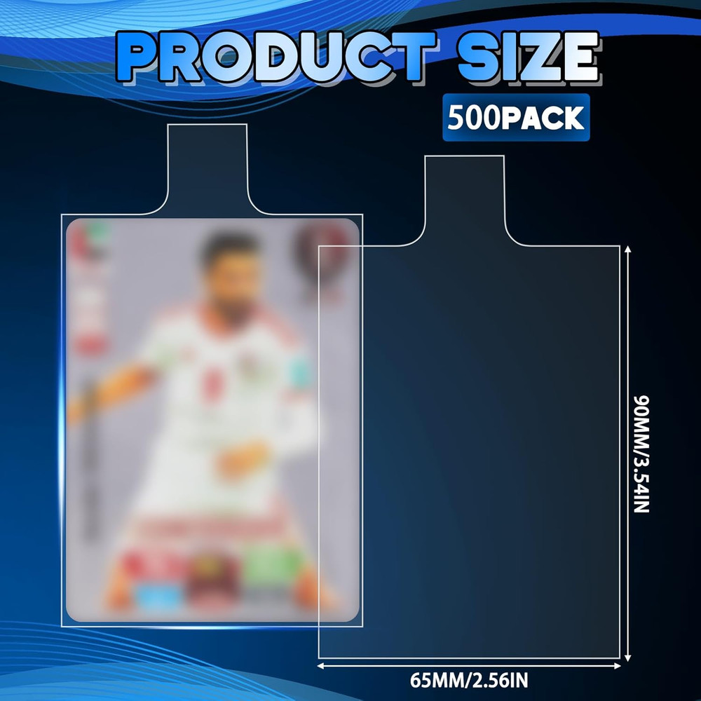 500 Pack Tabbed Sleeves Holders with Pull Tab Trading Card Sleeves for Grading