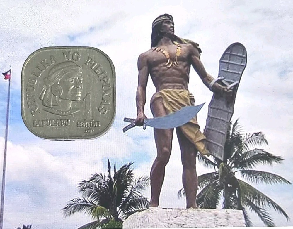 1982 Philippines 1 sentimo Mactan Ruler Lapu-Lapu, Square aluminium coin