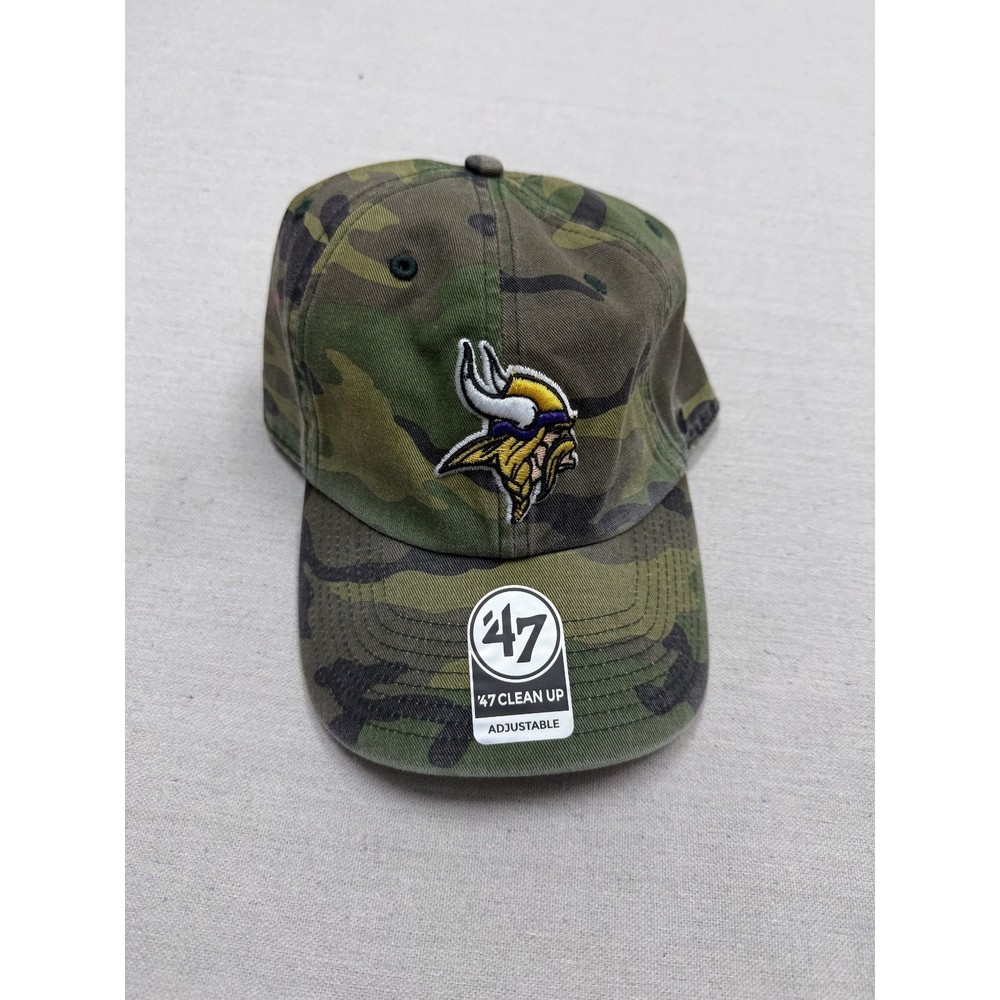 '47 Minnesota Vikings Clean Up Camo Adjustable Strap Hat. New